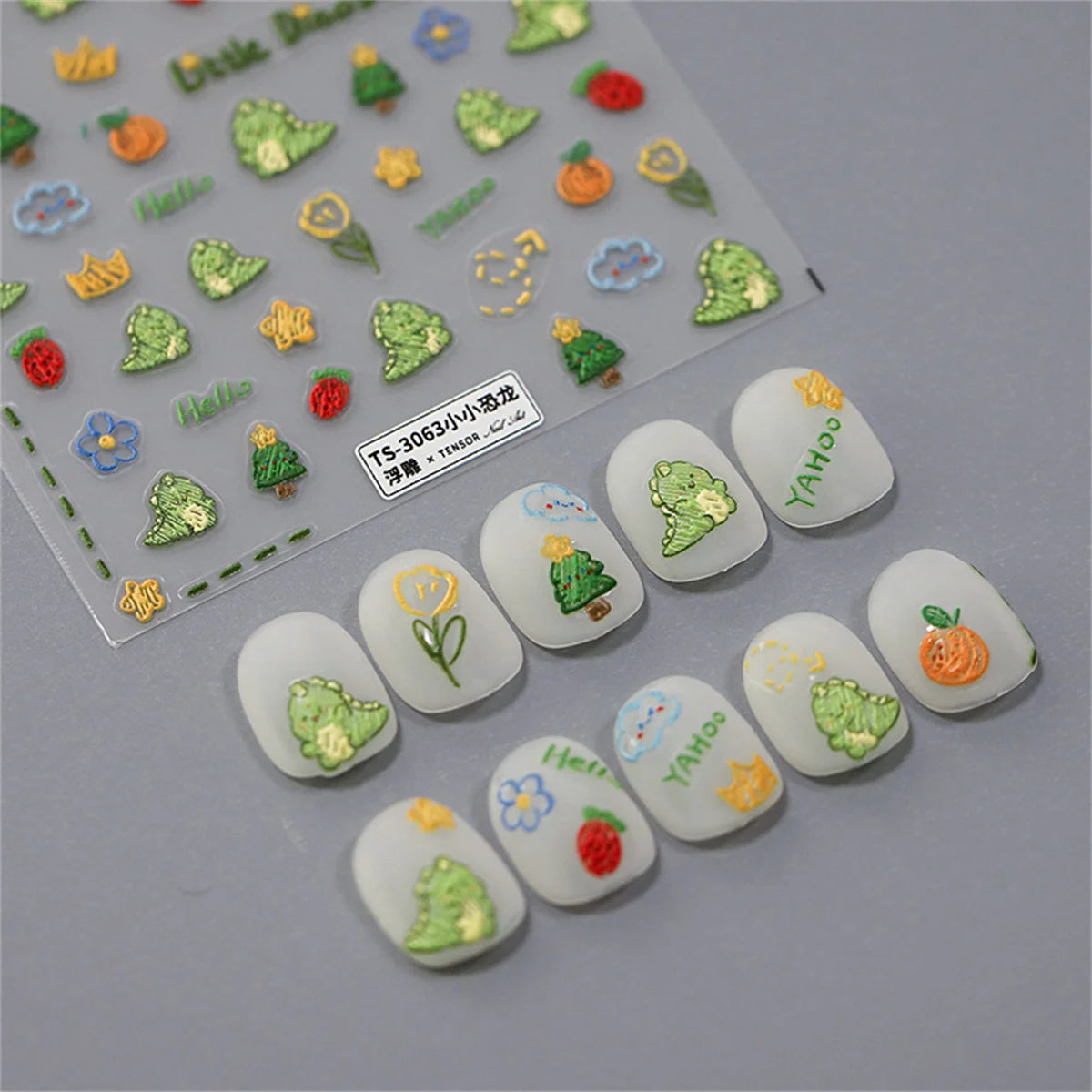 5D Kawaii Dinosaur Nail Art Stickers | Self-Adhesive Decals Nail Art Stickers QXL