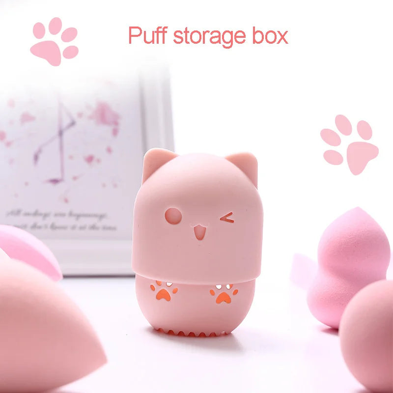Cute Cat Silicone Makeup Sponge Holder & Drying Case Sponge Holder Case QXL