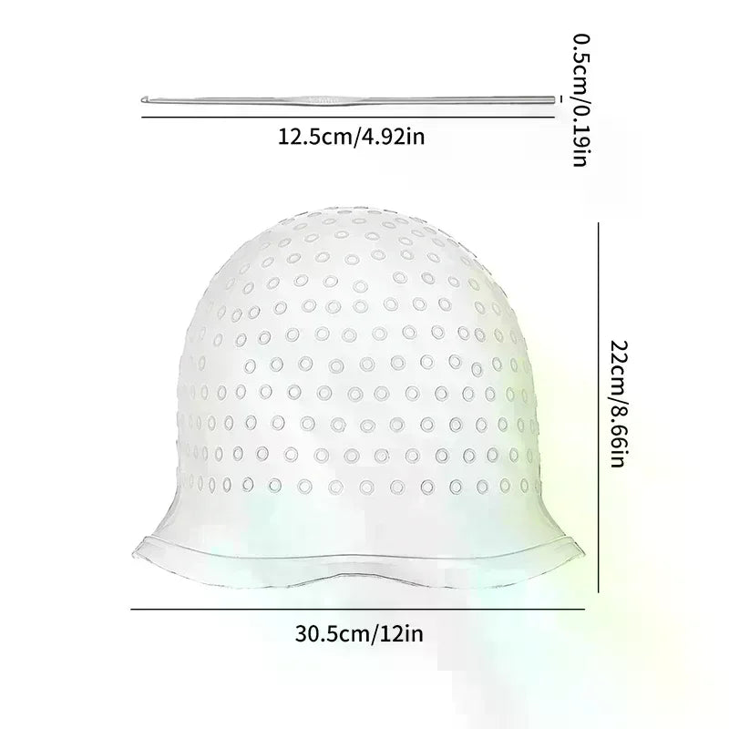 Silicone Hair Highlight Cap & Hook Needle Set | Reusable Hair Colouring Cap Set QXL
