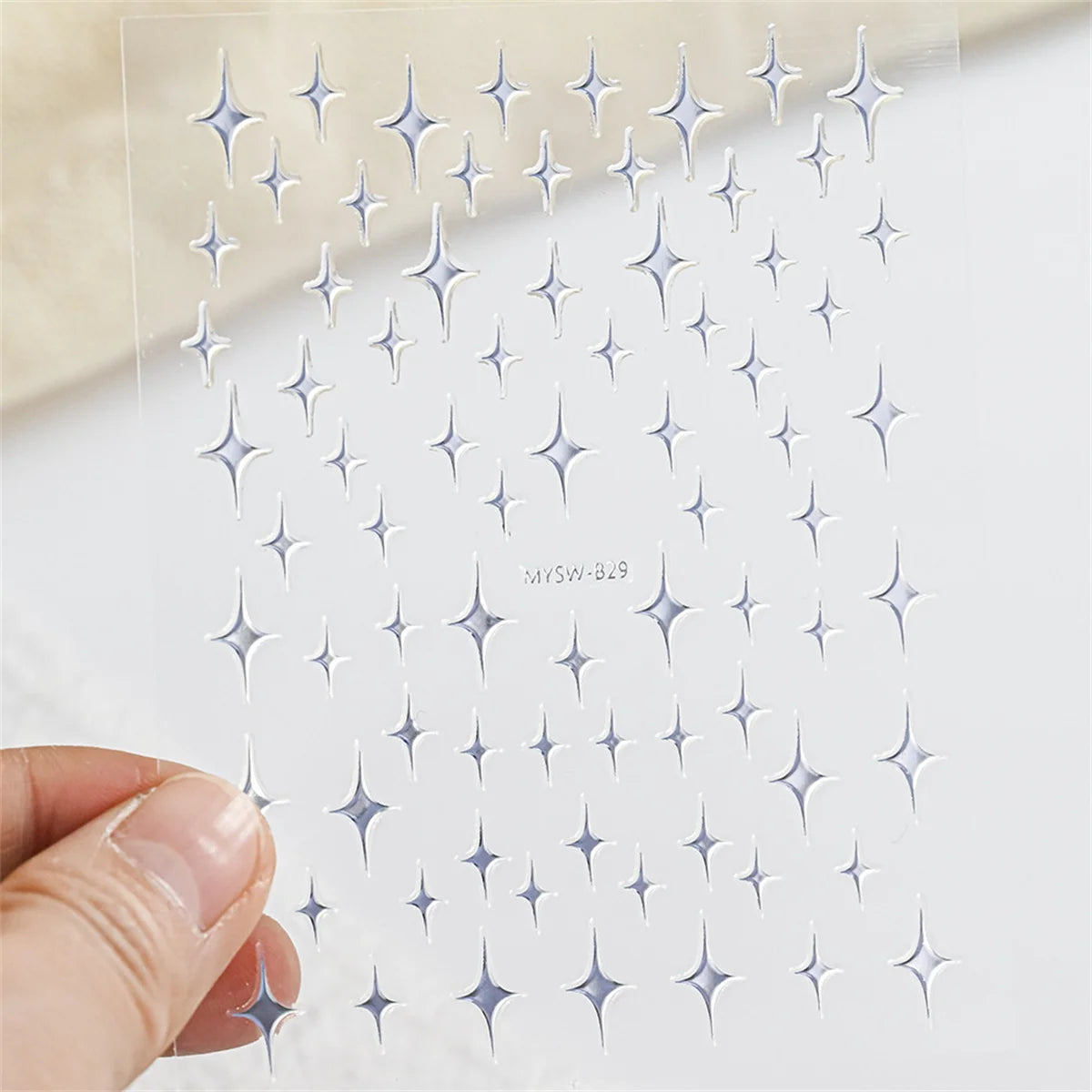 5-Pack 3D Holographic Star Nail Stickers – Gold & Silver Decals 3D Nail Art Stickers QXL