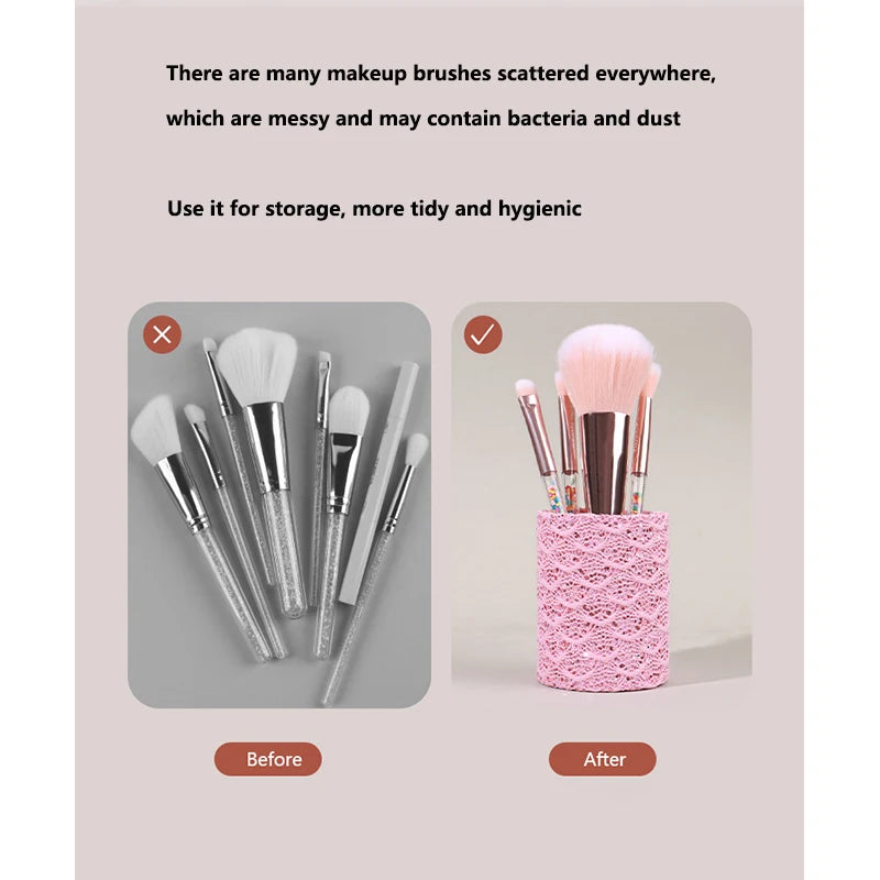 Sequin Makeup Brush Holder Cylinder | Vanity Storage Bucket Makeup Brush Holder QXL