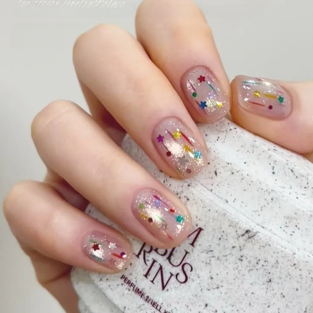 12-Grid Star Nail Art Charms | Sparkling Flakes DIY Decals Nail Art Charms QXL
