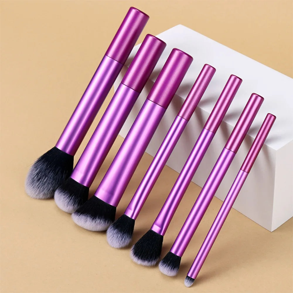 7-Piece Synthetic Makeup Brush Set | Blush, Concealer & Eyeshadow Makeup Brush Set QXL Purple
