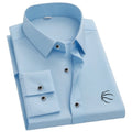 Men's Slim Fit Long Sleeve Business Casual Shirt – Wrinkle Resistant Business Casual Shirt QXL D 1pc Blue M