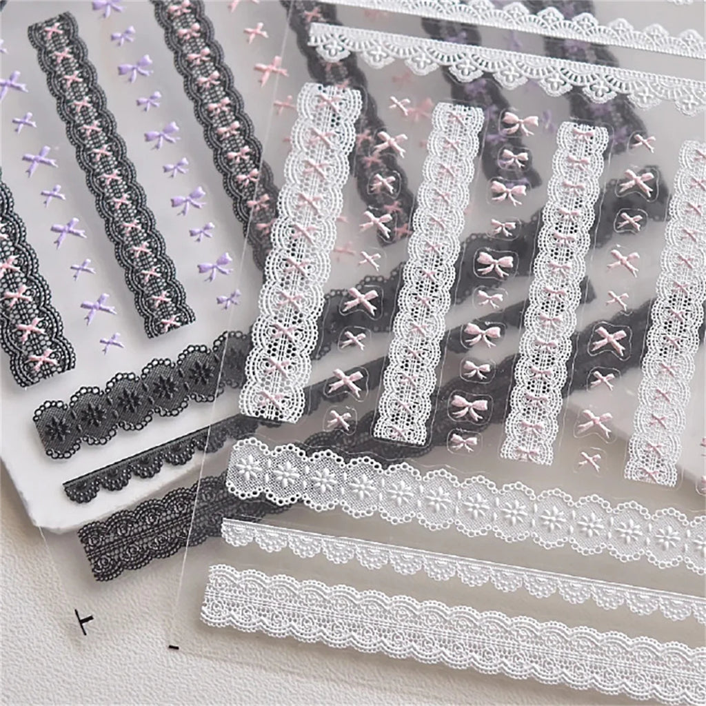 5D Kawaii Lace Nail Art Stickers | Japanese DIY Decals Nail Art Stickers QXL