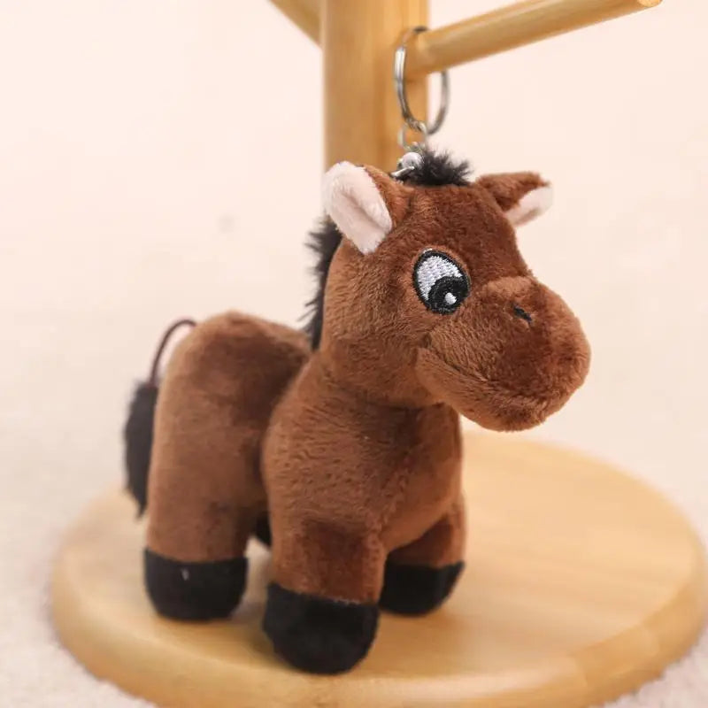 Plush Cartoon Pony Keychain | Stuffed Horse Backpack Charm Plush Keychain Charm QXL Brown