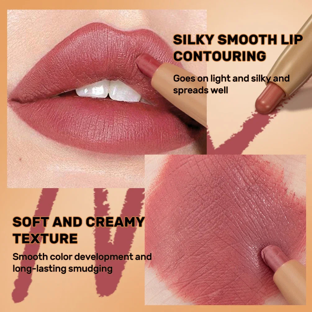 QiBest 2-in-1 Matte Lip Liner & Brush Pen | 12 Shades Lip Liner Pen QXL