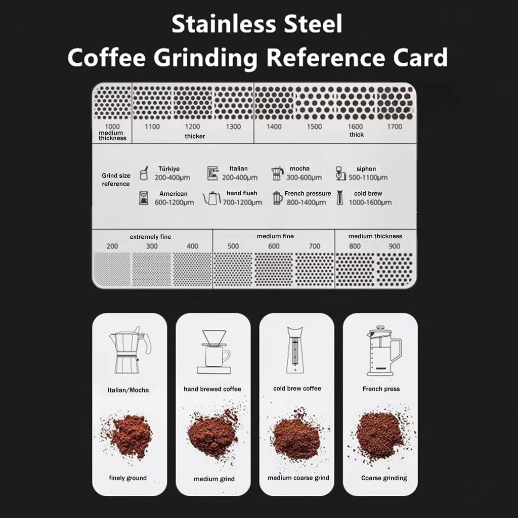 Coffee Grind Size Reference Card | Brewing Comparison Guide Coffee Brewing Tool QXL