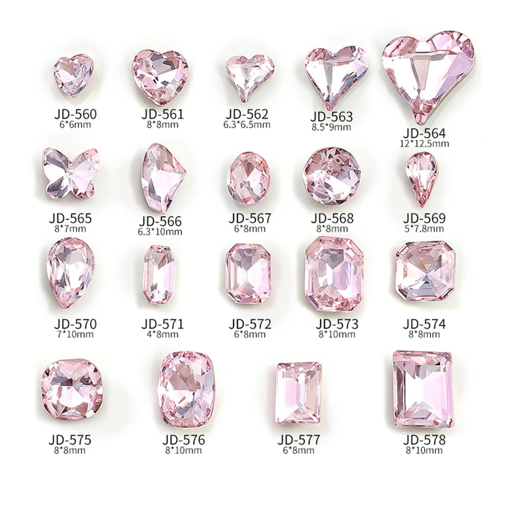Pink Zircon Nail Rhinestone Charms | Crystal 3D Decorations Nail Rhinestone Charms QXL