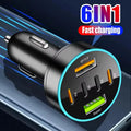 6-Port PD QC3.0 Car Charger – Fast USB-C Adapter Car Phone Charger QXL Default Title