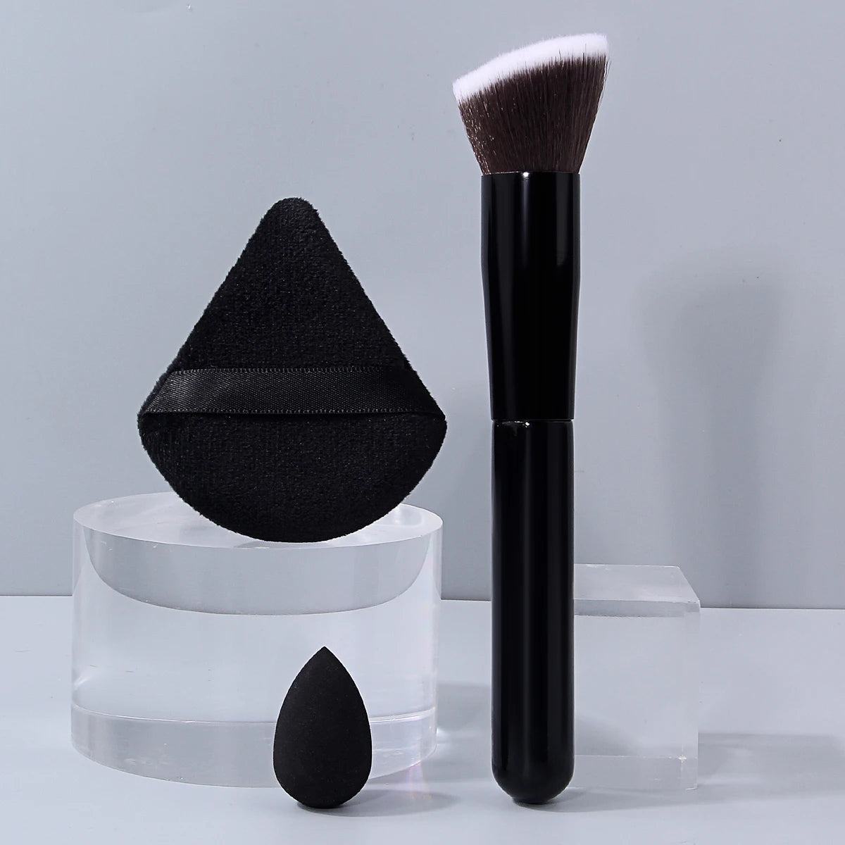 KOSSHOW 3-Pc Foundation Brush & Sponge Set | All-in-One Kit Foundation Brush Set QXL
