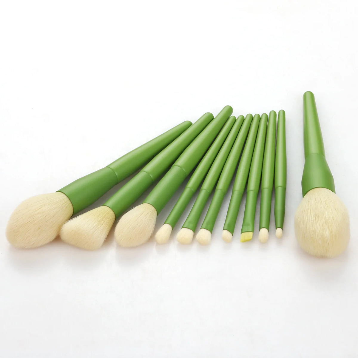 11-Pc Green Handle Makeup Brush Set | Powder Blush & Eyeshadow Makeup Brush Set QXL