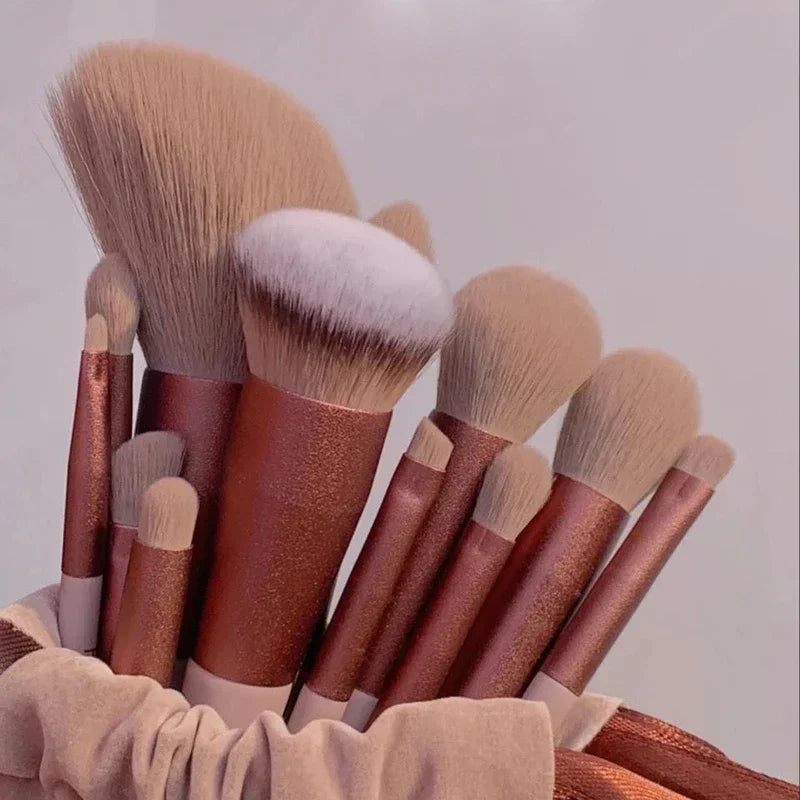 13-Pc Soft Fluffy Makeup Brush Set | Foundation & Eyeshadow Makeup Brush Set QXL