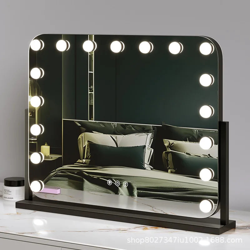 LED Lighted Makeup Mirror with Desk Stand | Large Vanity LED Vanity Mirror QXL