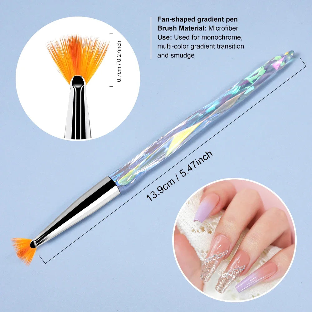 Aurora Acrylic Nail Art Brush Set 5–8 Pcs | UV Gel & DIY Nail Art Brush Set QXL