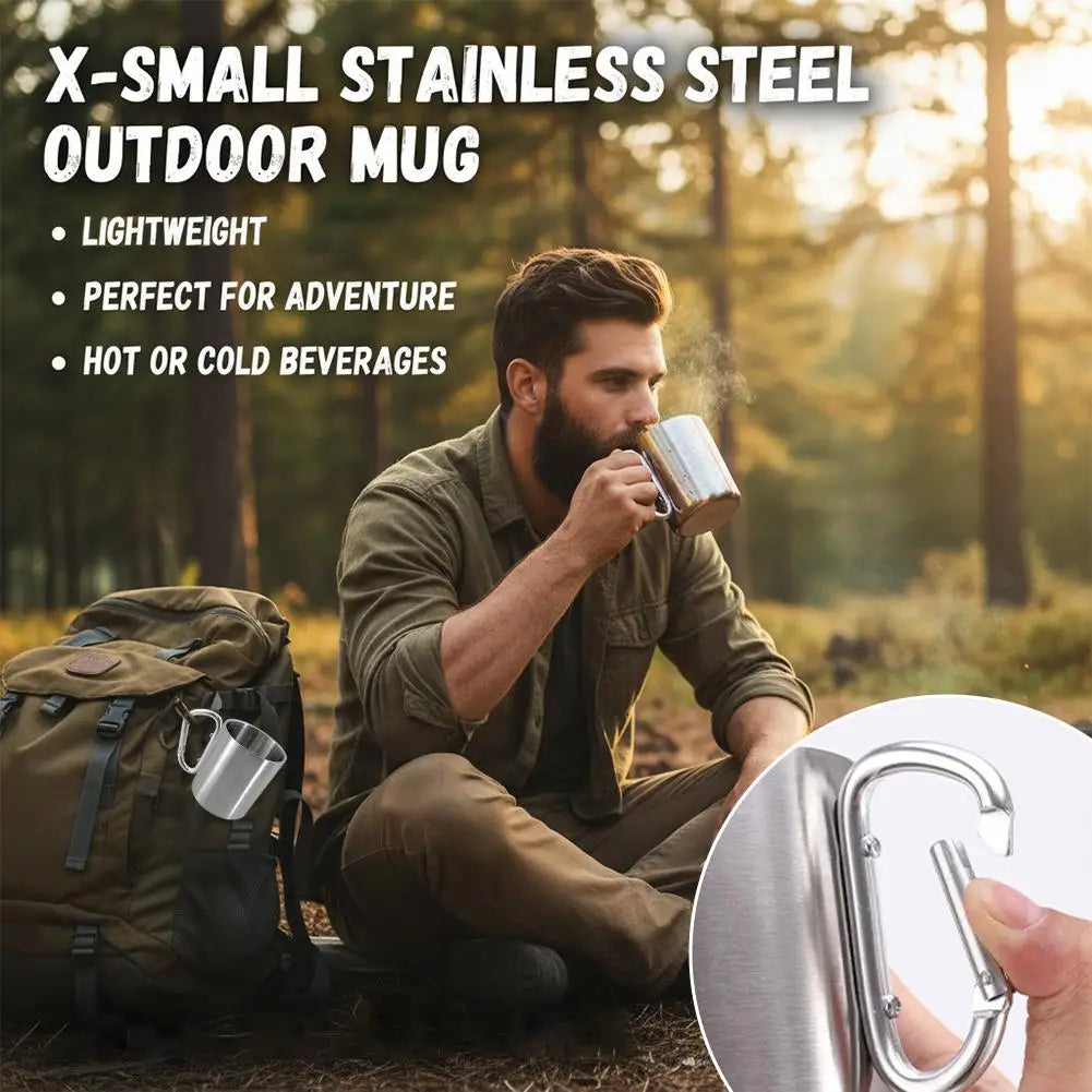 Stainless Steel Camping Mug with D-Shape Carabiner Handle Camping Mug QXL