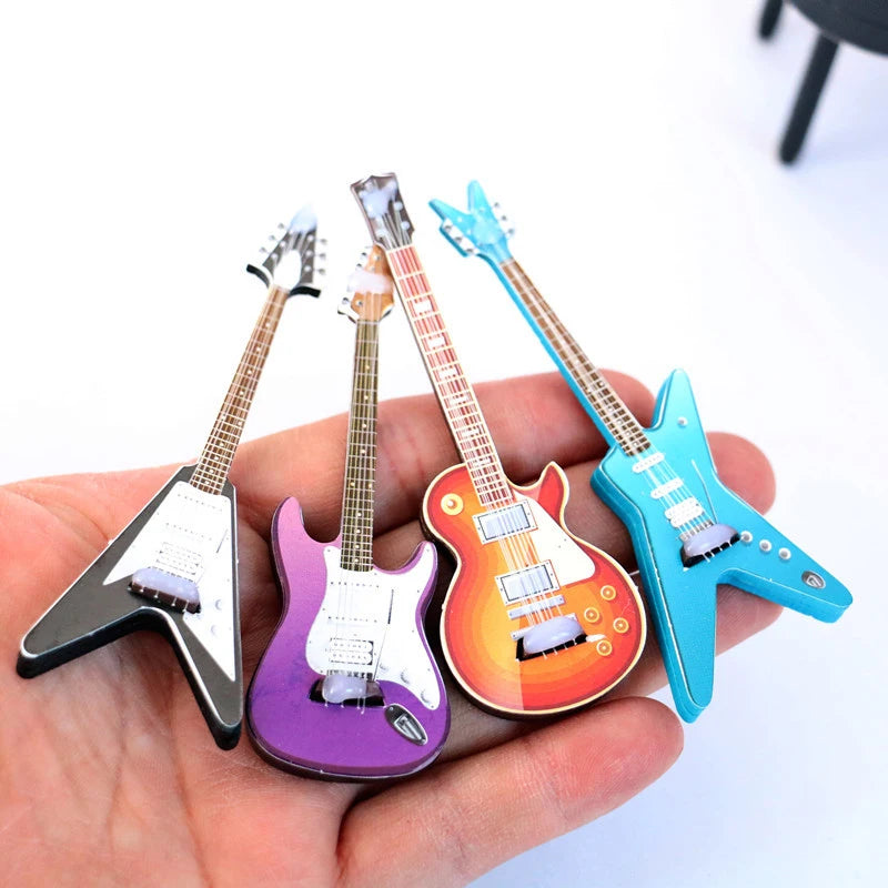 1:12 Scale Dollhouse Miniature Guitar | Musical Instrument Decor Dollhouse Miniature QXL