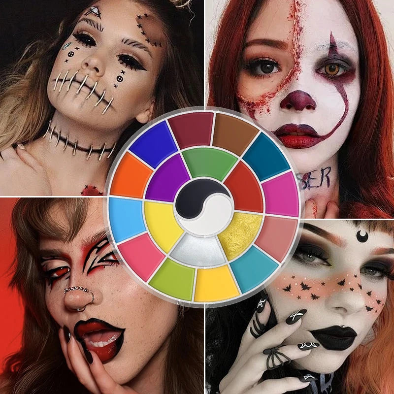 20-Color Face & Body Paint Palette | Halloween & Cosplay Makeup Face & Body Paint QXL
