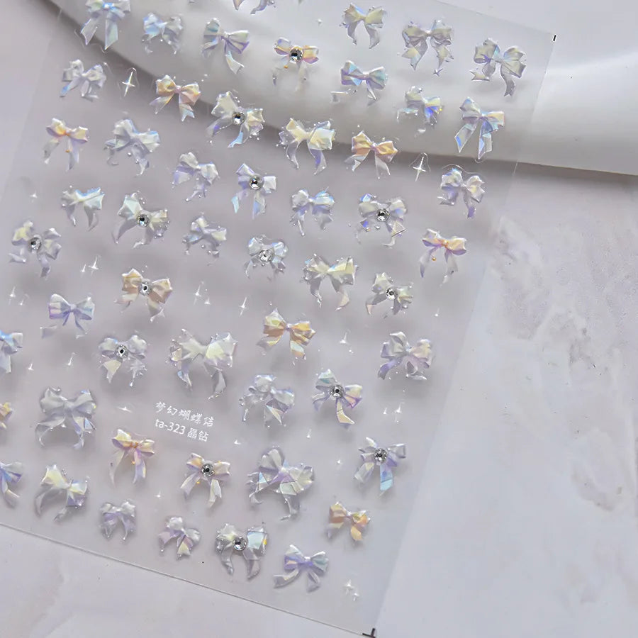 5D Aurora Bow Nail Art Stickers | Kawaii Ribbon Decals Nail Art Stickers QXL
