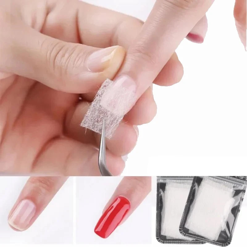 Silk Fiberglass Nail Extension Wraps 20pc | UV Gel French Nail Extension Wraps QXL