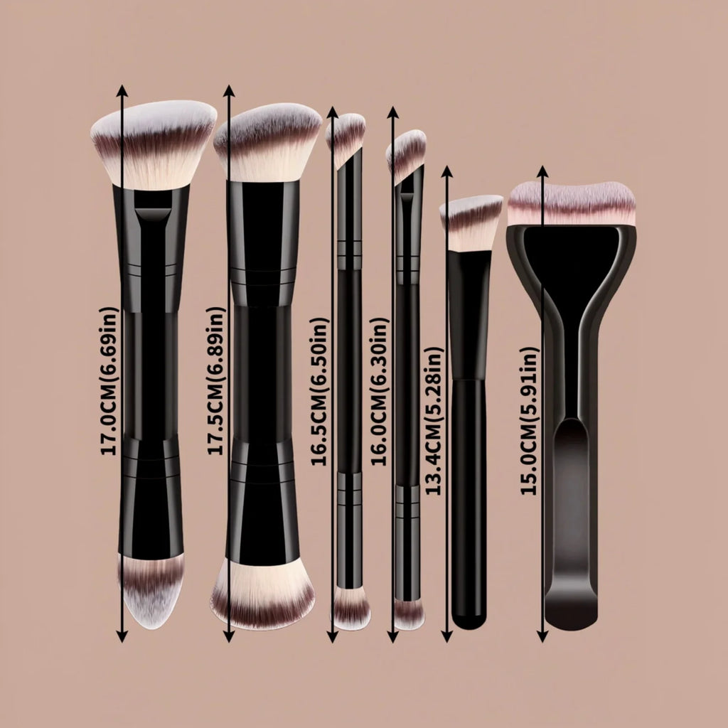LUXEBLEND 6-Pc Dual-Ended Travel Makeup Brush Set Makeup Brush Set QXL