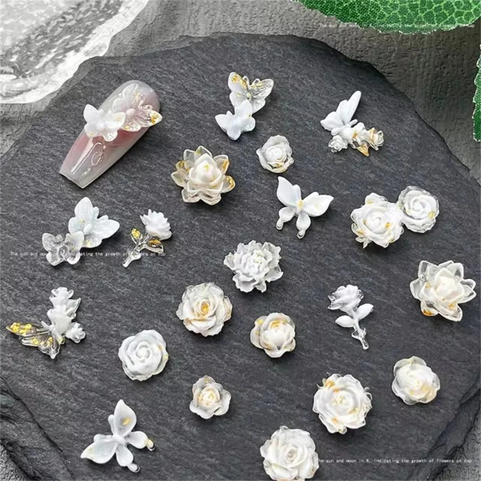 20-Pc 3D Flower & Butterfly Nail Charms | Korean DIY Nail Art Nail Art Charms QXL 20pcs