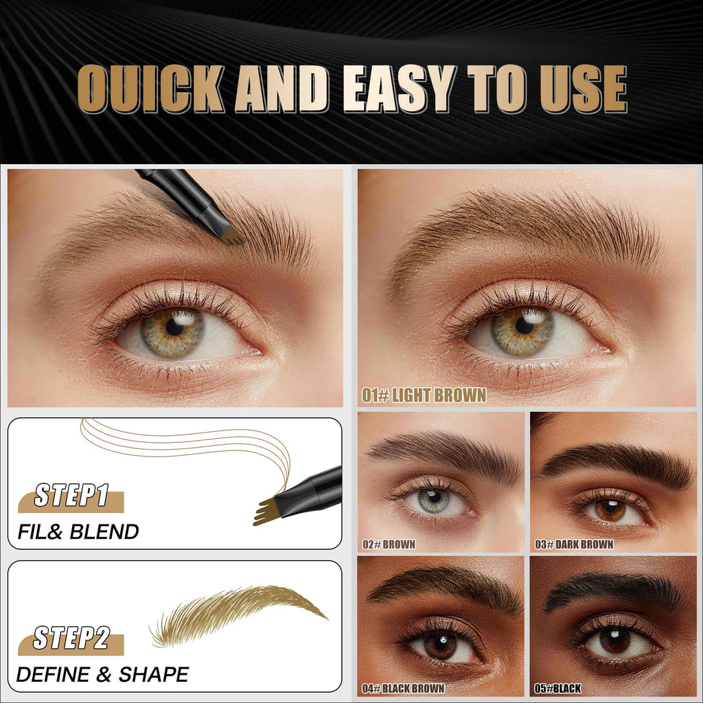 Four-Claw Liquid Eyebrow Pencil – Waterproof Hair-Stroke Brows Liquid Eyebrow Pencil QXL