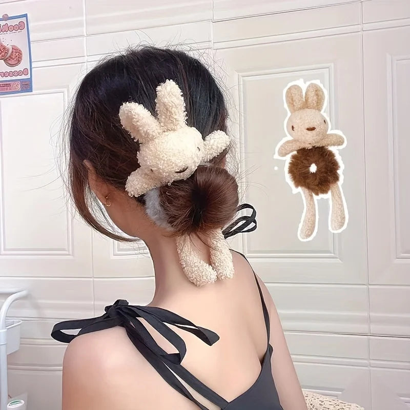 Soft Plush Rabbit Hair Tie | Cartoon Elastic Headband Elastic Hair Tie QXL