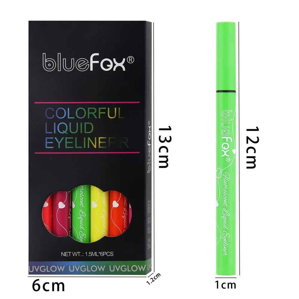 UV Glow Liquid Eyeliner Set – 6 Fluorescent Colors, Waterproof UV Glow Eyeliner QXL