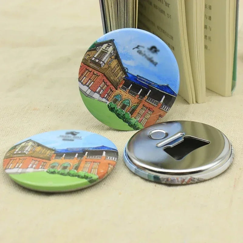 50-Pack DIY 2-in-1 Bottle Opener Fridge Magnet Kit 58mm DIY Badge Kit QXL