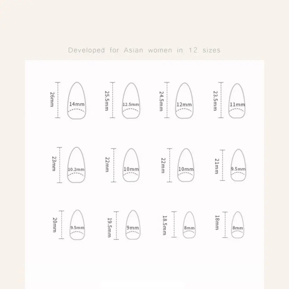 30-Pack Almond Press-On Nails | French Cat Eye Butterfly Pearl Press-On Nail Tips QXL