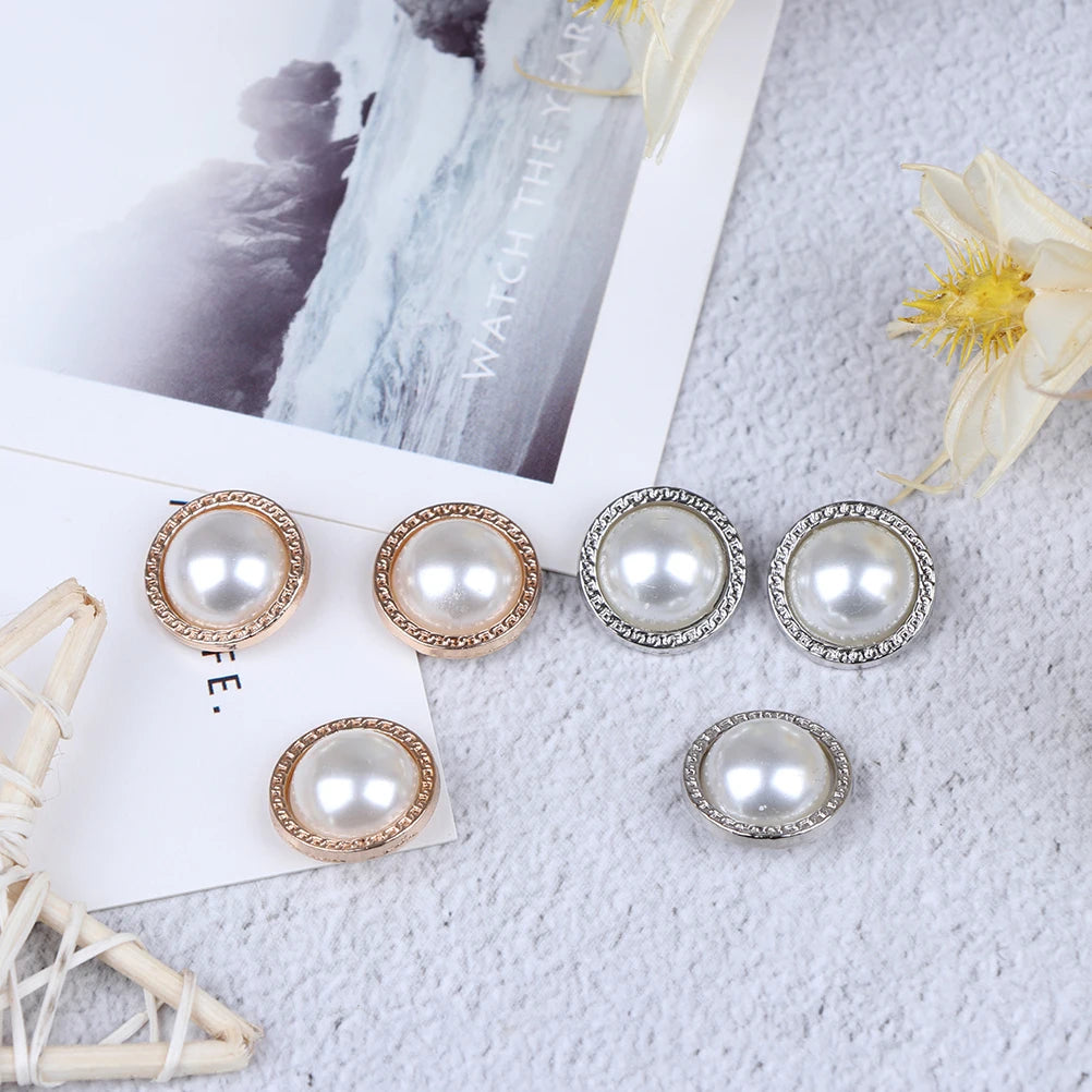10-Pack Alloy Pearl Sewing Buttons | DIY Craft & Clothing Decorative Sewing Buttons QXL