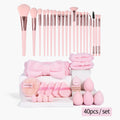 MAANGE 40-Pc Makeup Brush Set | Brushes, Puffs & Headband Makeup Brush Set QXL Pink