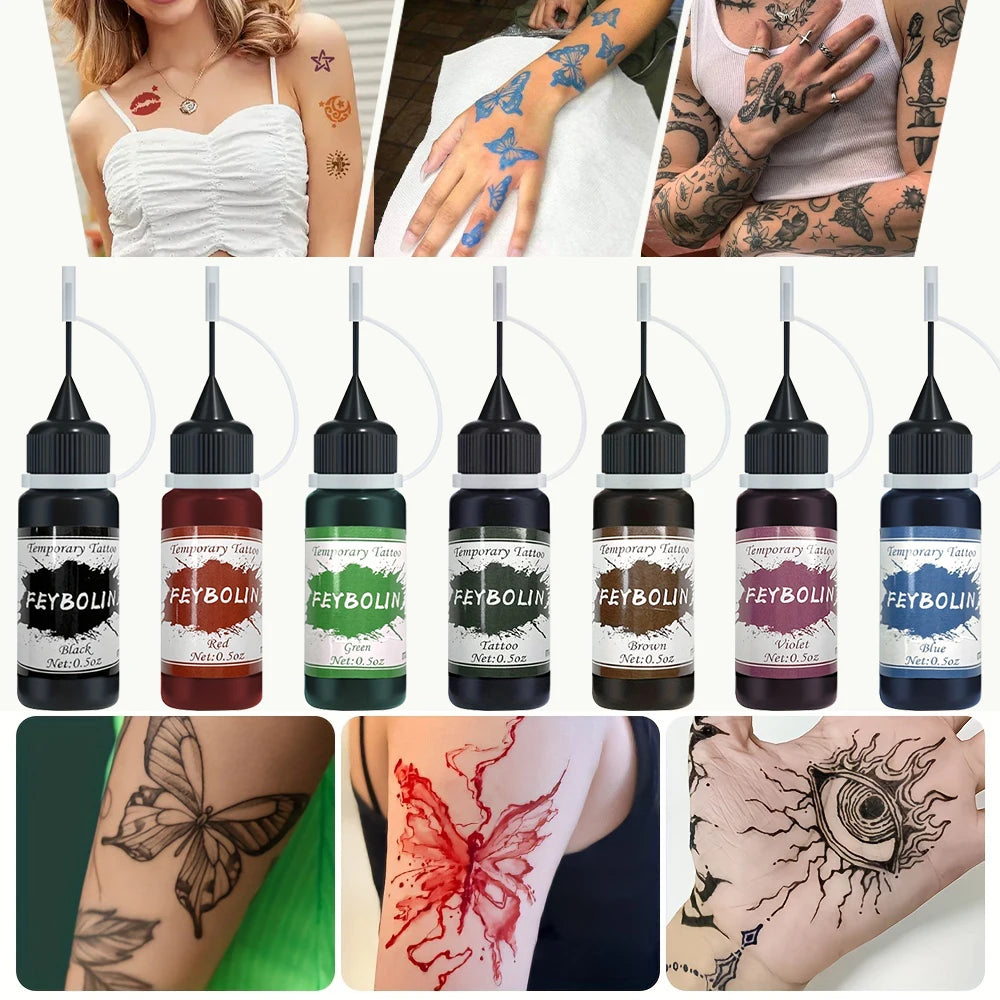 Temporary Tattoo Ink Gel Kit – 4-Pc Freehand Body Paint Temporary Tattoo Kit QXL