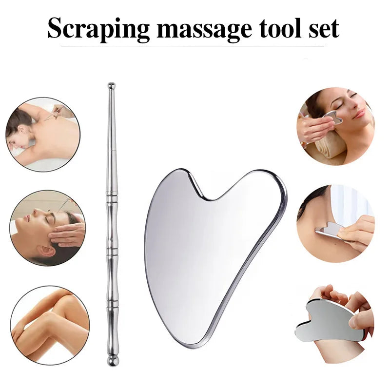 3-Pc Stainless Steel Gua Sha Scraping & Massage Tool Set Gua Sha Massage Tool QXL