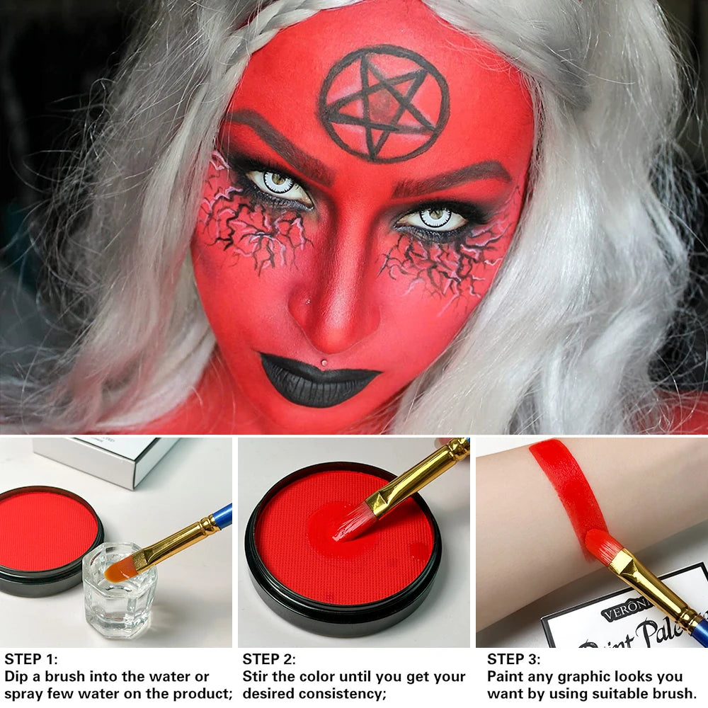 VERONNI 30g Water-Based Face & Body Paint – Black & White Body & Face Paint QXL