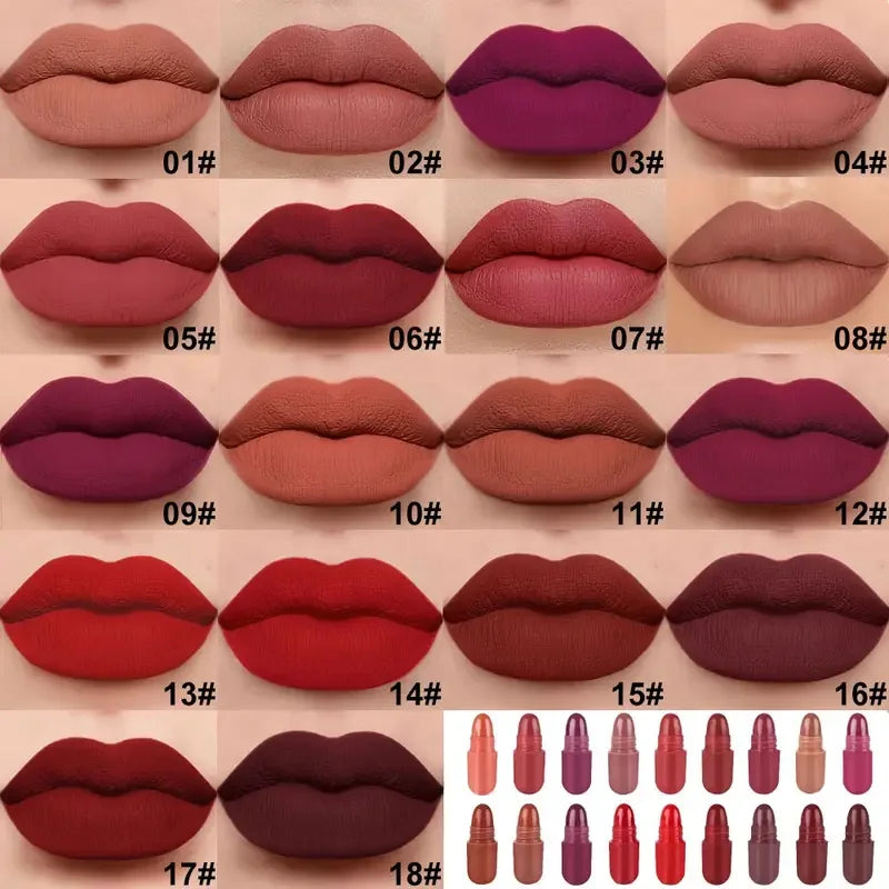VERONNI 18-Pc Mini Capsule Lipstick Set | Velvet Matte Waterproof Matte Lipstick Set QXL