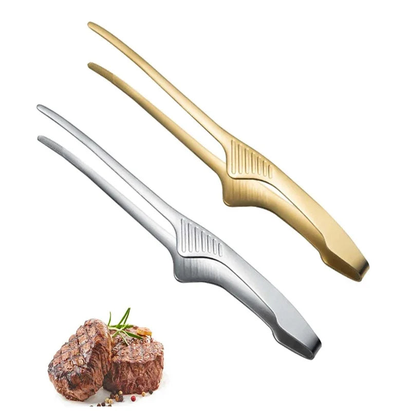 Stainless Steel Food Tongs | BBQ, Kitchen & Picnic Clip Kitchen Tongs QXL