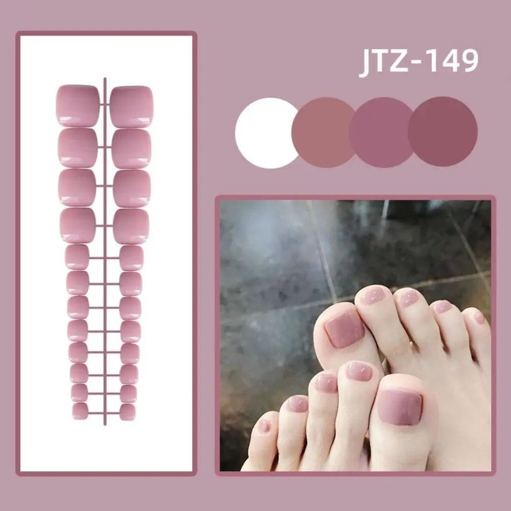 24-Pack Press-On False Toenails | Full Cover Solid Color Set Press-On Toenails QXL