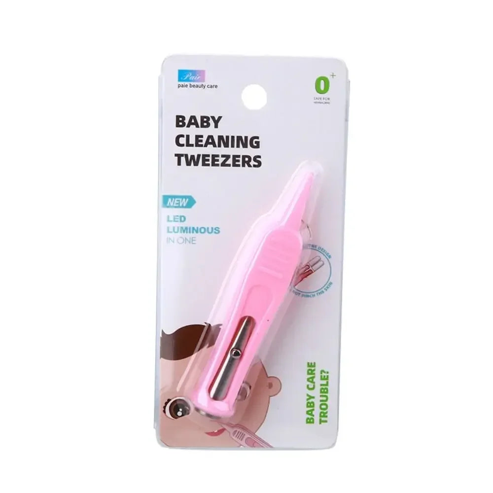 Baby LED Cleaning Tweezers – Nose, Ear & Navel Grooming Tool Baby Grooming Tweezer QXL M260-Pink