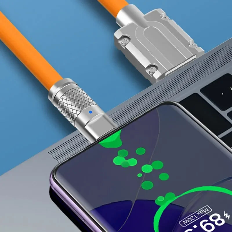 120W USB-C Fast Charging Cable 180° Rotating Elbow for Gaming USB-C Charging Cable QXL