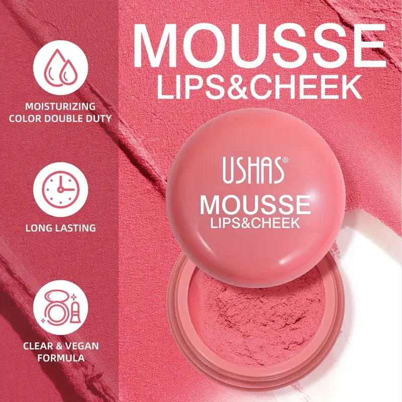 Velvet Mousse Blush & Lip Mud | 6 Shades, Long-Lasting Mousse Blush Tint QXL