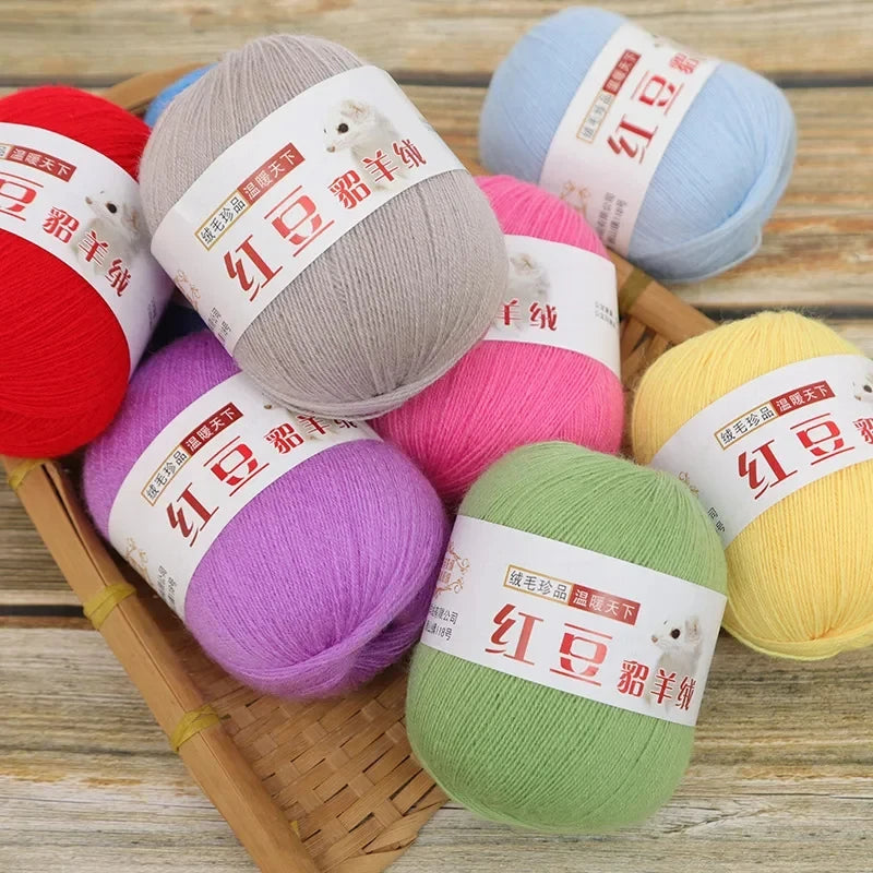 Red Bean Cashmere Mohair Blend Yarn | Knit & Crochet DIY Craft Knitting Yarn QXL