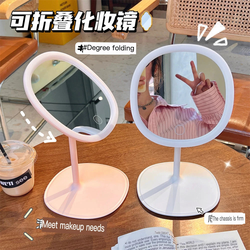 LED Vanity Makeup Mirror | 3 Brightness Settings, Desktop LED Vanity Mirror QXL