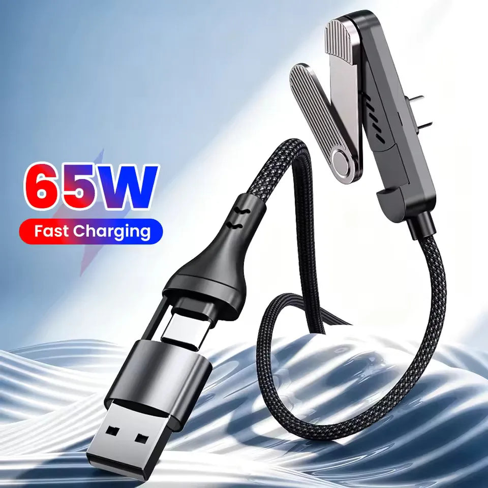 2-in-1 USB-C 240W Fast Charging Cable with Foldable Phone Stand Fast Charging Cable QXL