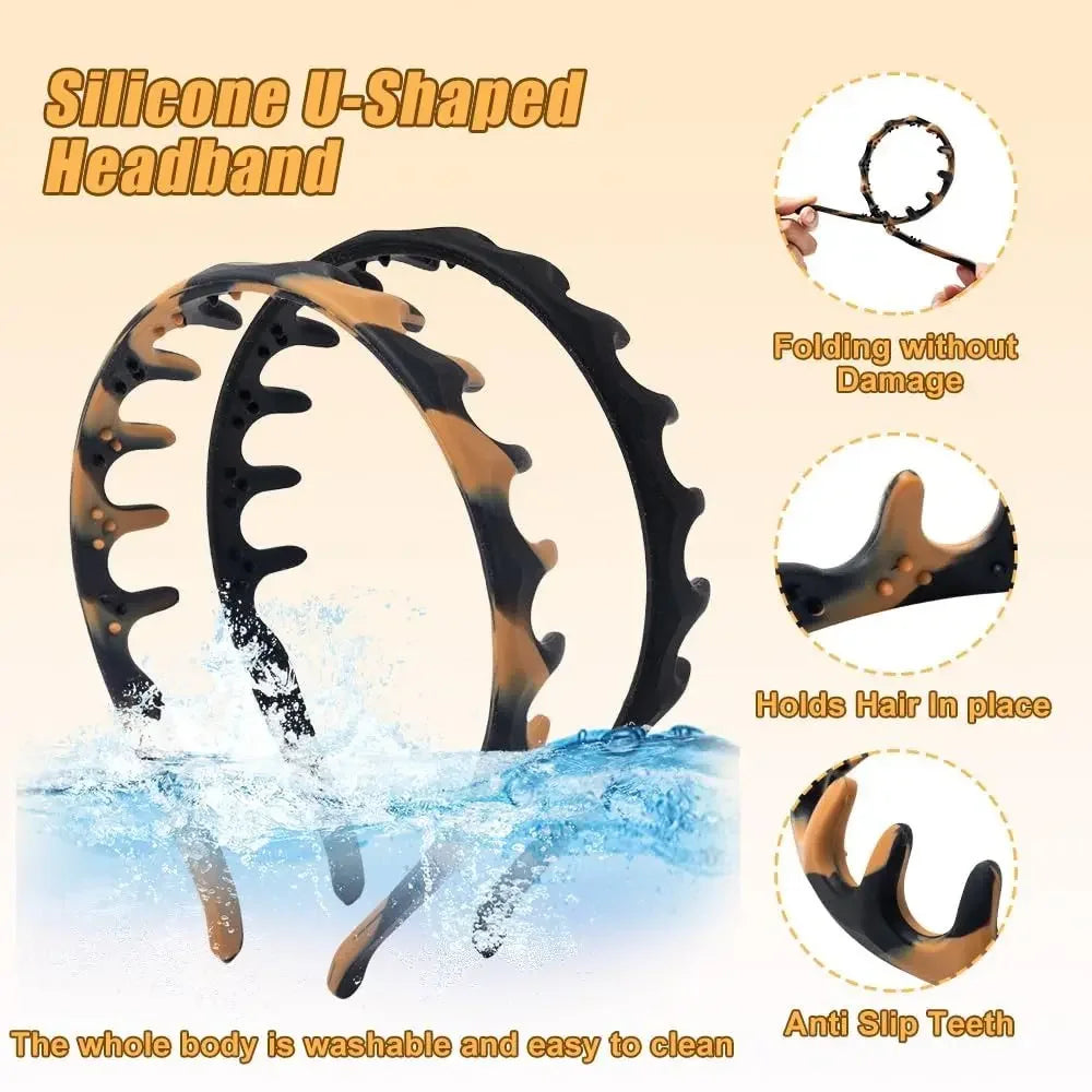 Silicone Non-Slip Comb Headband Women | U-Shape Hair Hoop Silicone Hair Headband QXL
