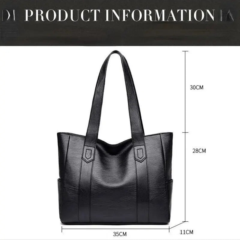Women's Vintage PU Leather Large Tote Shoulder Crossbody Bag Leather Tote Bag QXL