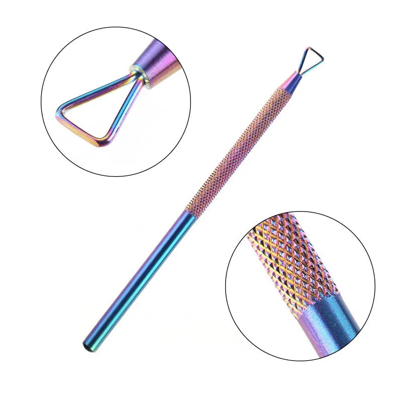 Rainbow Stainless Steel Cuticle Pusher & Nail Art Tool Cuticle Pusher Tool QXL