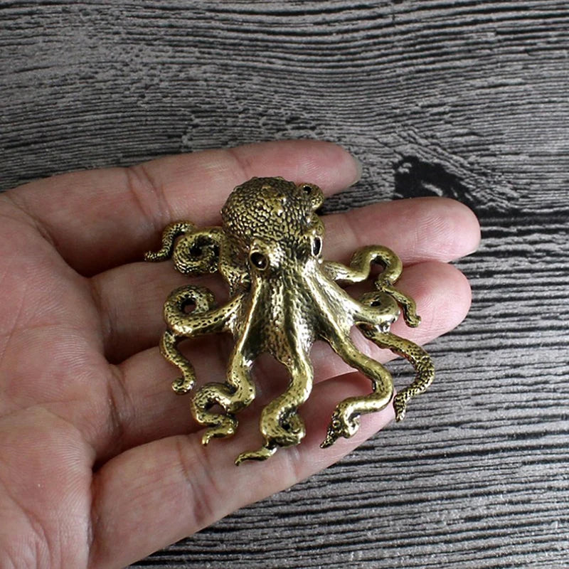 Antique Brass Octopus Figurine | Copper Vintage Desk Ornament Brass Figurine QXL