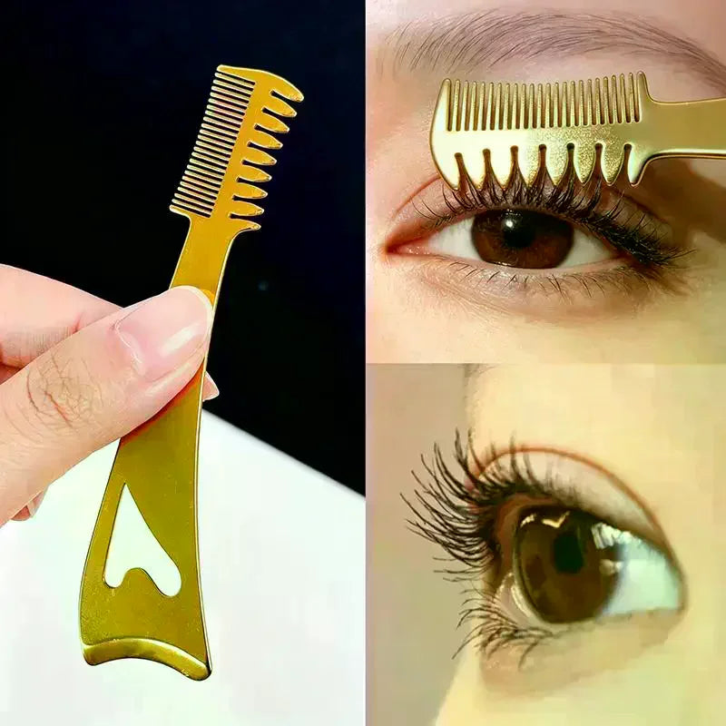 3-in-1 Eyeliner Stencil Tool with Lash Brush | Stainless Steel Eyeliner Stencil Tool QXL
